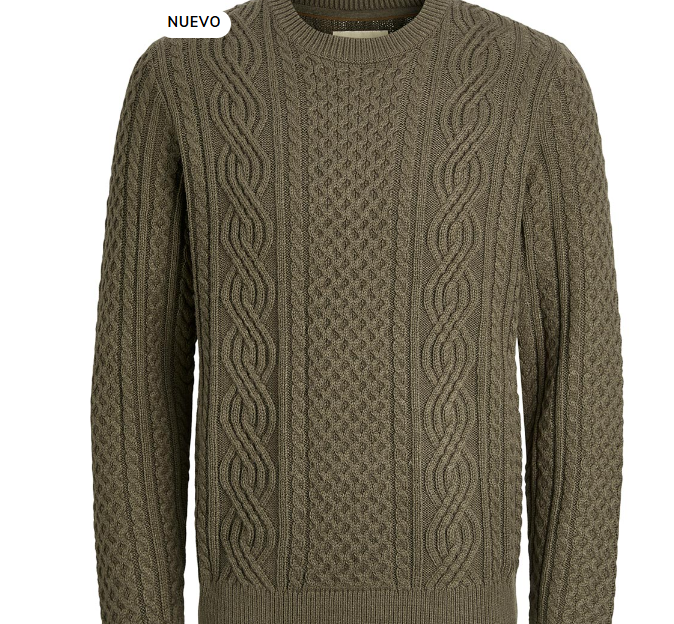 jprblusean knit cable crew neck black olive jack jones